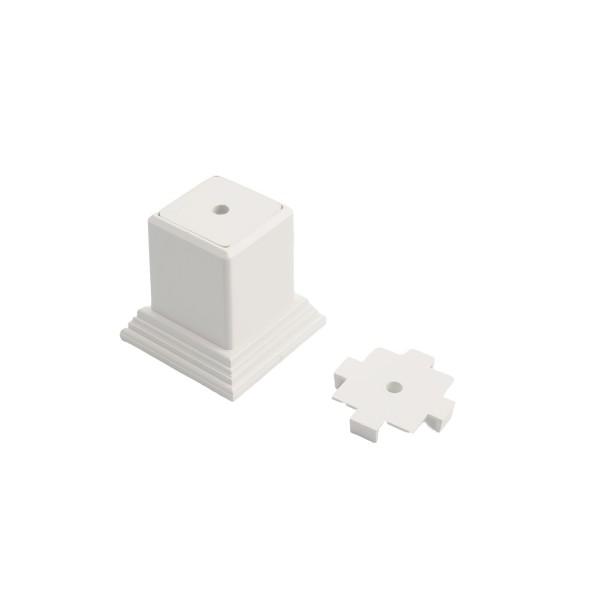 LMT 1255-WHITE 3 Piece Foot Block Kit with Mounting Plate For Vinyl Railing 