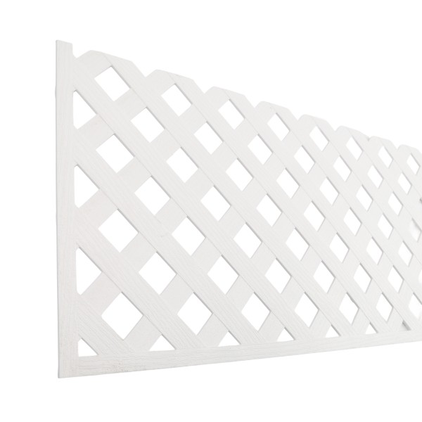 LMT 1881W-12x96-32 12" x 96" 3D Privacy Diamond Lattice Panel With Border (Wood Grain with 1.15" Sq. Opening) - White (GeneralUse)