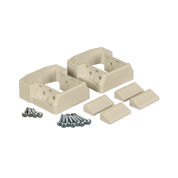 LMT 1932-ALMOND 4" x 3 3/4" (3.889" x 3.715" OD) T-Rail Straight Bracket Kit For Vinyl Railing (Almond)