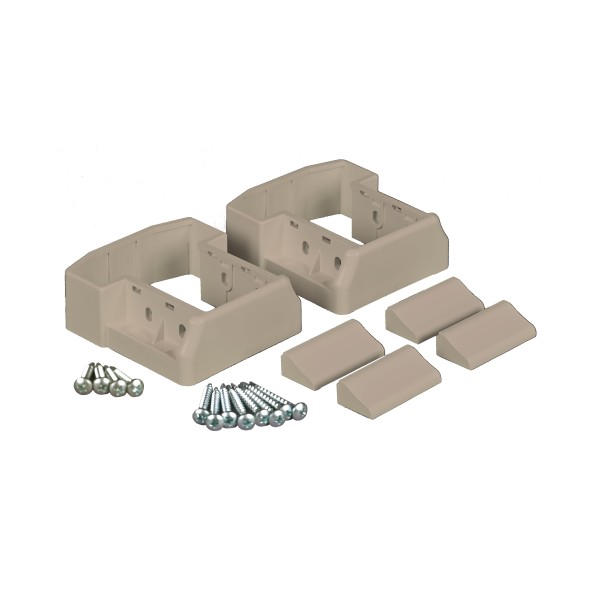 LMT 1932-KHAKI 4" x 3 3/4" (3.889" x 3.715" OD) T-Rail Straight Bracket Kit For Vinyl Railing (Khaki)