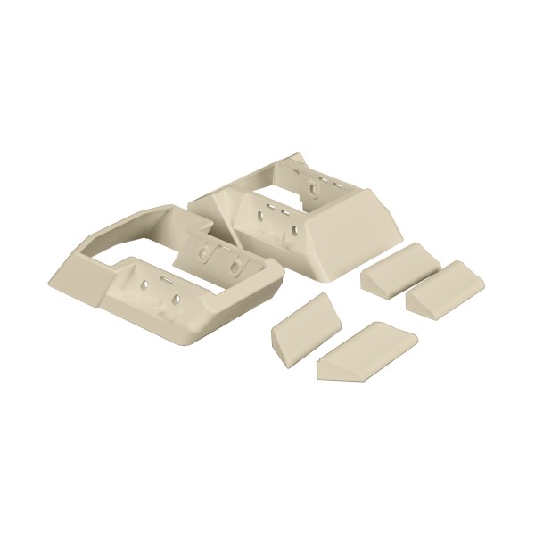 LMT 1934-ALMOND 5 2/5" x 3 3/4" (5.373" x 3.714" OD) T-Rail Stair Bracket Kit For Vinyl Railing (Upper and Lower) (Almond