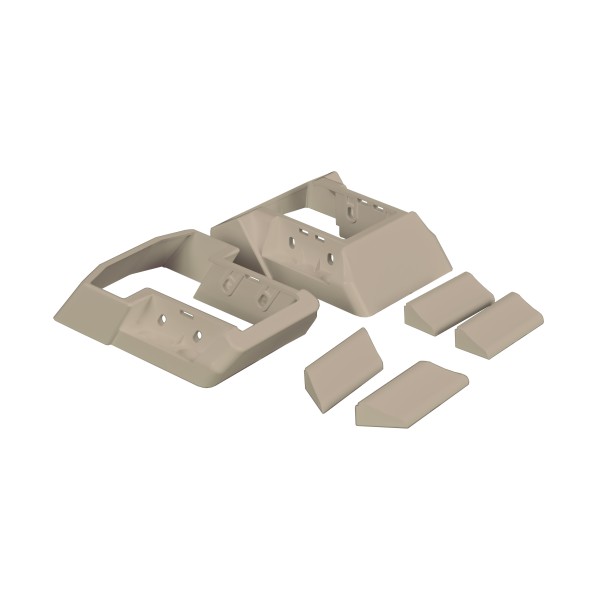 LMT 1934-KHAKI 5 2/5" x 3 3/4" (5.373" x 3.714" OD) T-Rail Stair Bracket Kit For Vinyl Railing (Upper and Lower) (Khaki)