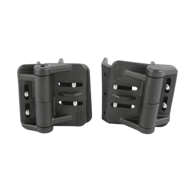 LMT Heavy-Duty Self-Closing Adjustable Gate Hinges for 1 5/8" to 3" [2 7/8" OD] Round Posts to Round Gate Automatic Closing Nylon Hinges (Pair)