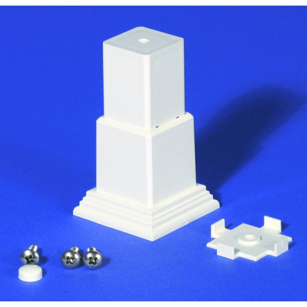 LMT 1255-ALMOND 3 Piece Foot Block Kit with Mounting Plate For Vinyl Railing - Almond