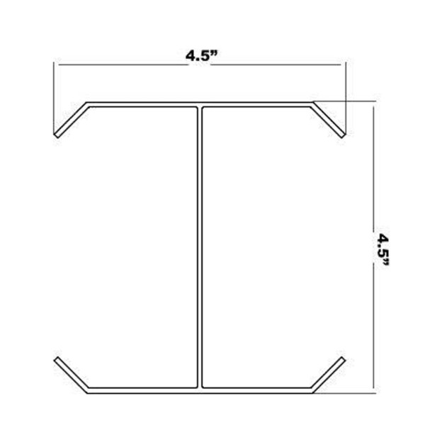 Aluminum Line Post Stiffener - 5" x 5" H Type (108" Height) Insert For Vinyl Fence Posts 
