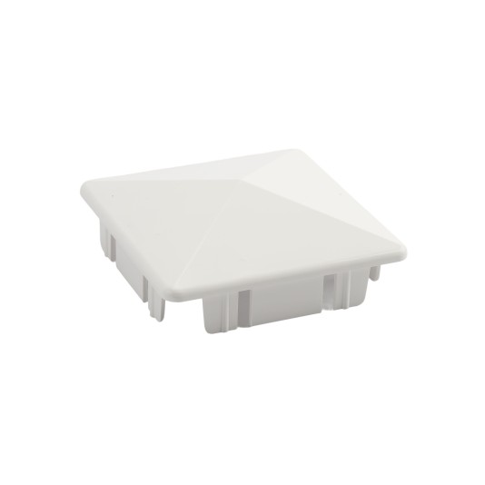LMT 1080W 4" x 4" Internal Pyramid Vinyl Post Cap (3.715" x 3.715" Inside Dimension) - White