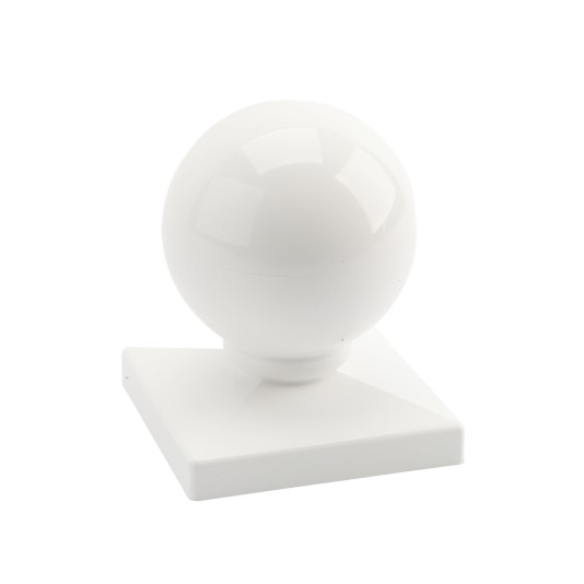 LMT 1117W 4" x 4" Dome Ball Vinyl Post Cap - White