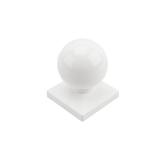 4" x 4" Sq Ball Vinyl Post Cap (White) - Bufftech 70492