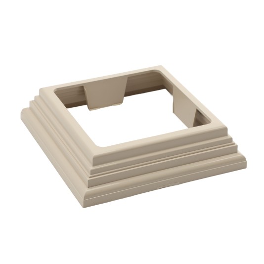 LMT 4" Sq. One-Piece Nantucket Vinyl Post Skirt for Vinyl Fence Posts (Almond) - 1232-ALMOND (PostSkirt)