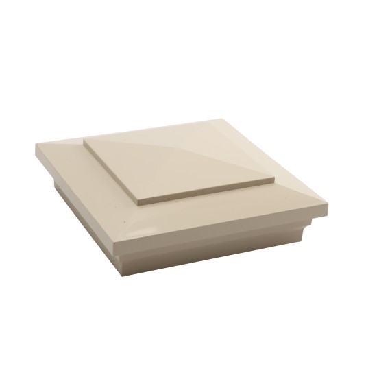6X6 Cape May Style Vinyl Post Cap for Vinyl Fence and Railing (Almond) (PostCaps)