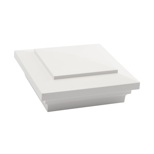 4.5" sq Cape May Style Vinyl Post Cap for Vinyl Fence and Railing (White)