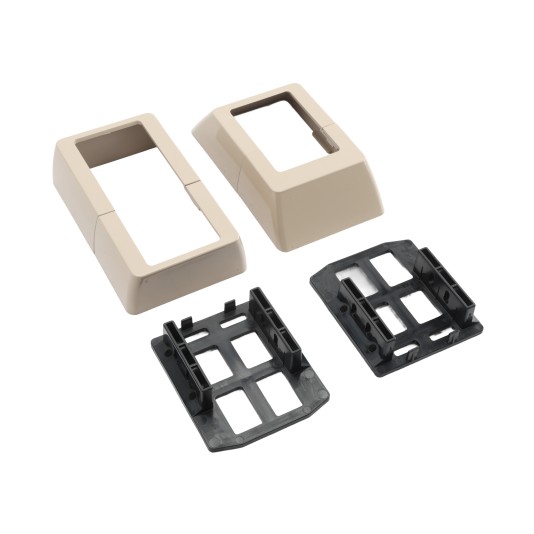 LMT 1618-KHAKI 2" x 3.5" Stair Rail Handrail Bracket Kit For Vinyl Railing (3 Piece) - Khaki (GeneralUse)