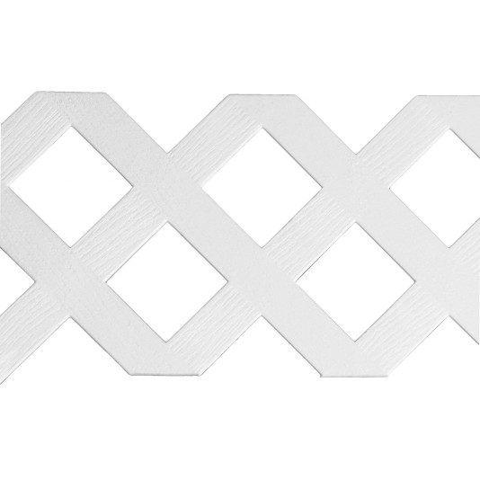 LMT 1880W-12x96-32 12" x 96" Standard Diamond Lattice Panel (Wood Grain with 2.90" Sq. Opening) - White