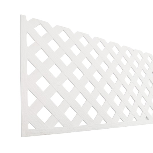 LMT 1881W-12x96-32 12" x 96" 3D Privacy Diamond Lattice Panel With Border (Wood Grain with 1.15" Sq. Opening) - White (GeneralUse)