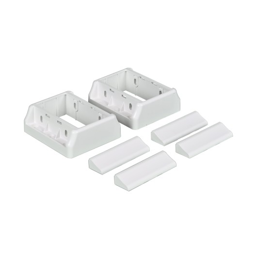 LMT 1933-WHITE Rail 2" x 3.5" Straight Bracket Kit for Vinyl Railing (White)