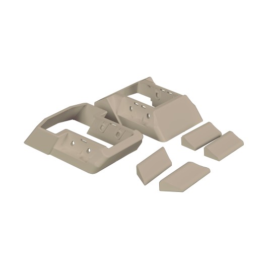 LMT 1934-KHAKI 5 2/5" x 3 3/4" (5.373" x 3.714" OD) T-Rail Stair Bracket Kit For Vinyl Railing (Upper and Lower) (Khaki)