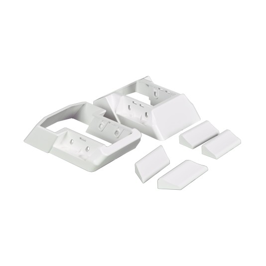 LMT 1934-WHITE 5 2/5" x 3 3/4" (5.373" x 3.714" OD) T-Rail Stair Bracket Kit For Vinyl Railing (Upper and Lower) (White)