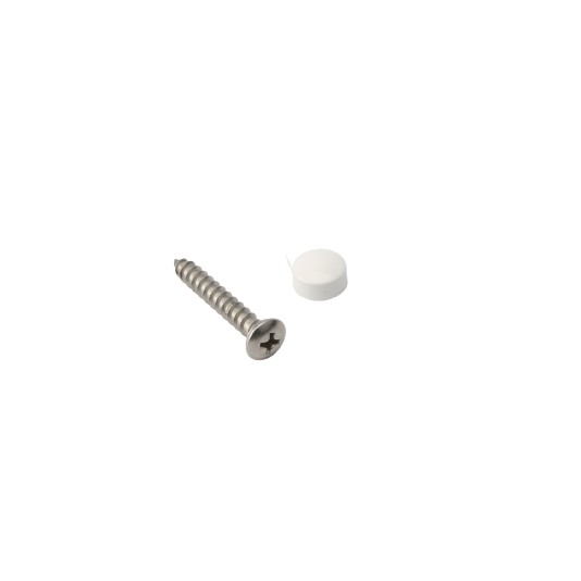 LMT 4034W-500-WHITE #10 x 1 1/2" Phillips Screw and Snap Cap - White