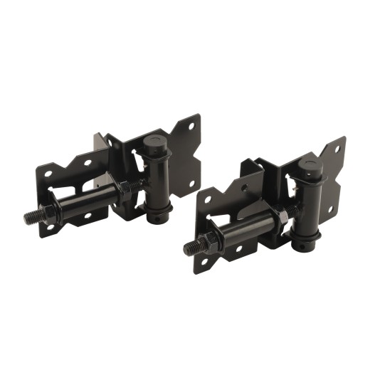 LMT 3 1/2" x 1 3/4" Self-Closing, Adjustable Tension Stainless Steel Hinge For Vinyl Fence Gates (Pair) Black