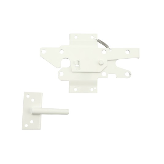 LMT 3 1/2" x 1 3/4" Dual Sided, Lockable Stainless Steel Post Latch For Vinyl Fence Gates (White)