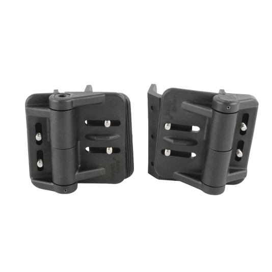 LMT Heavy-Duty Self-Closing Adjustable Gate Hinges for 1 5/8" to 3" [2 7/8" OD] Round Posts to Round Gate Automatic Closing Nylon Hinges (Pair)
