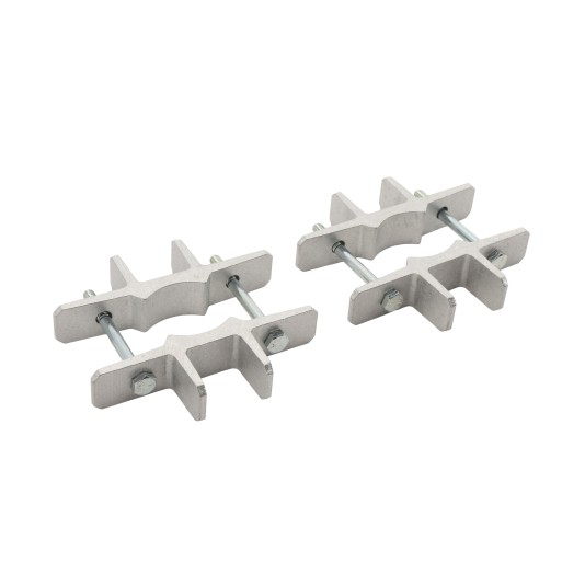 5" x 5" Heavy-Duty EZ Set Vinyl Fence Post Mounting Bracket and Post Stiffener Pair For 2" (1 7/8" OD) Round Posts | Pair
