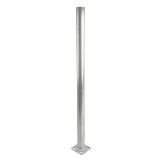 Vinyl Fence Heavy Duty Surface Mounting Post 2" [1 7/8" OD] Round Post x 36" Long Support Post Welded to Steel Plate for Fencing (SS40 Pipe)