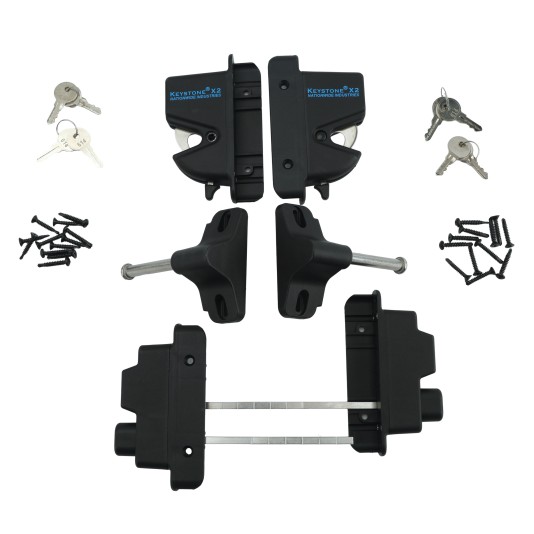 Nationwide Keystone X2 External Mount Two-Sided Gate Latch - KLX2-P2-4D-BK 