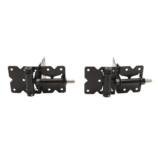Adjustable Self-Closing Stainless Steel Gate Hinge Pair With Hardware For Vinyl Fence Gates (Black) - NW171NASCA-SSBD